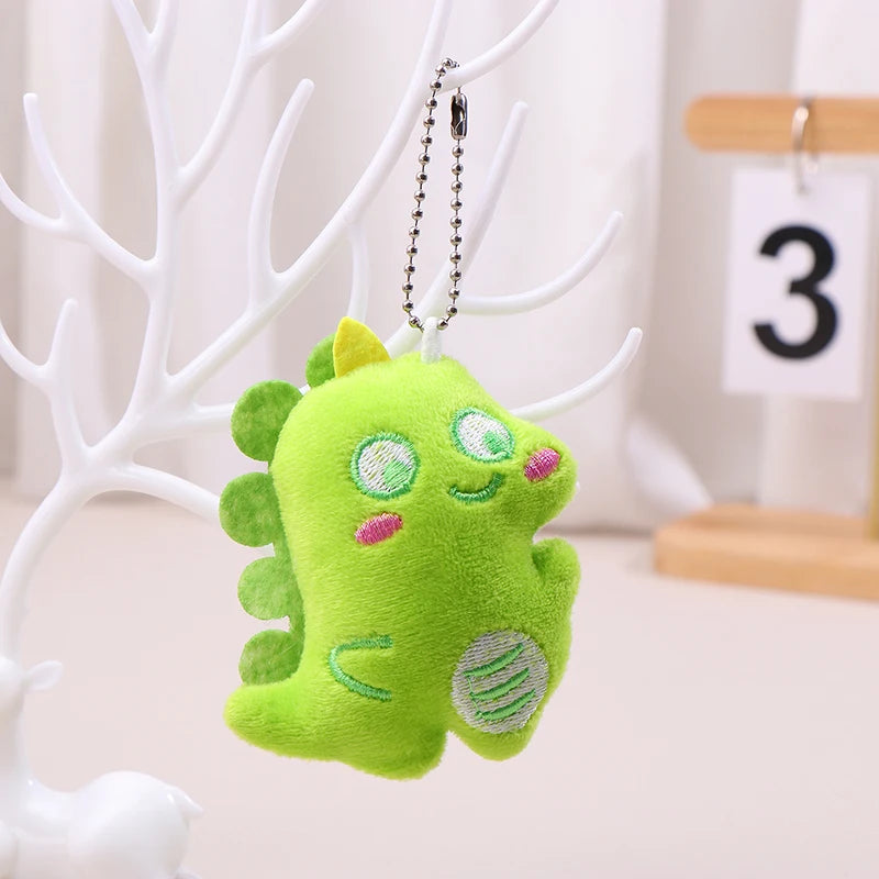 Kawaii Plush Dinosaur Keychain Stuffed Animal Keyring Cute Cartoon Key Holder School Bag Pendant For Girls Gift