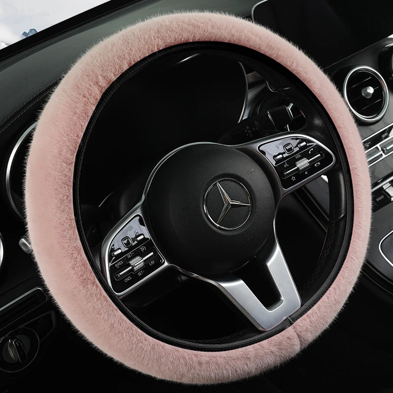 Elastic Car Steering Wheel Cover Without Inner Ring Warm Non-slip Universal Steering Wheel Cover Fits 14.5-15inch