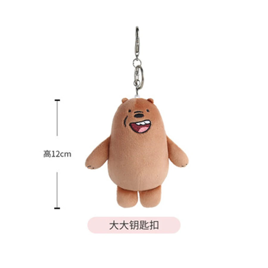 12cm We Bare Bears Anime Plush Keychain Toys Pendant Grizzly Panda Ice Bear Key Ring Stuffed Dolls Plushies Gifts