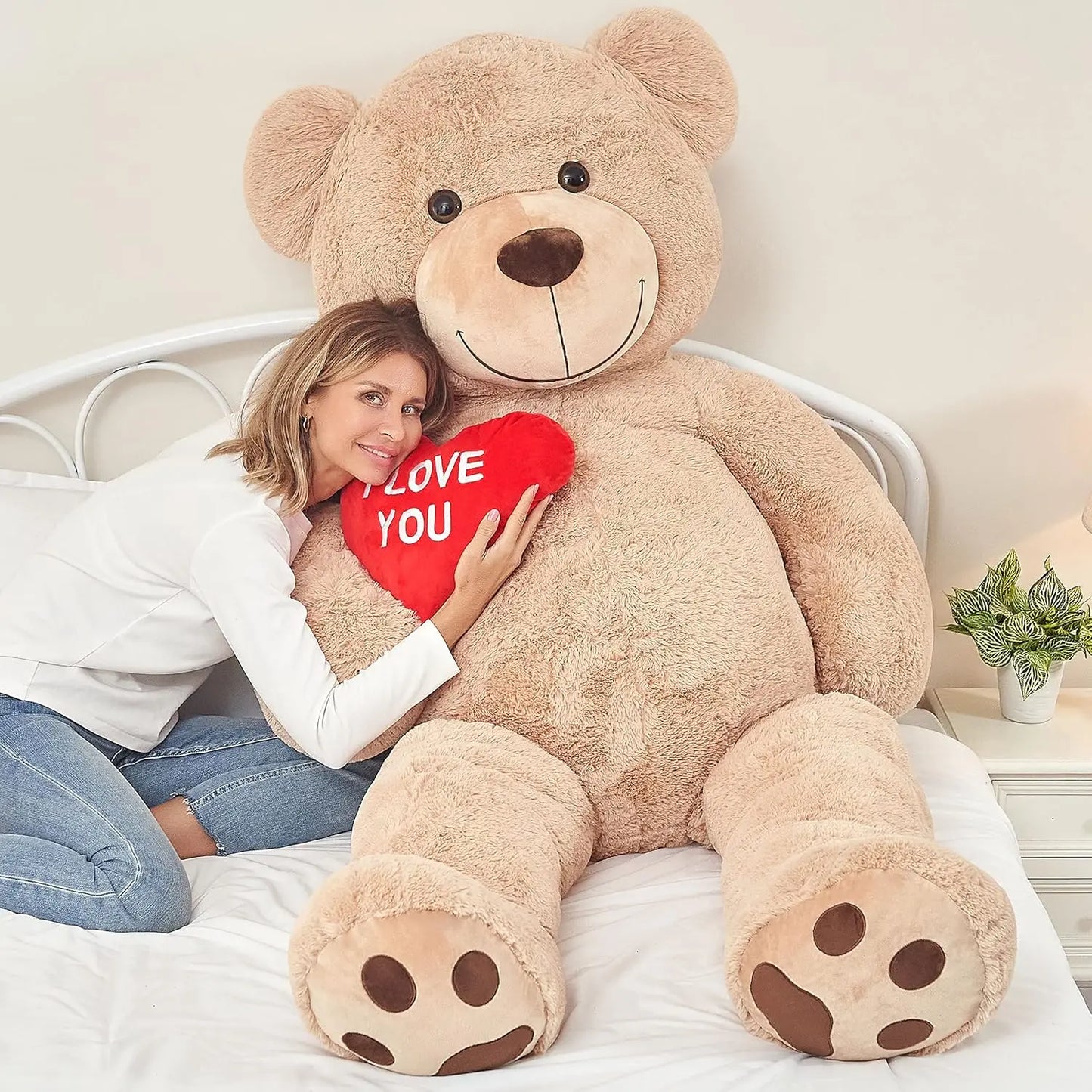 Tezituor Giant Teddy Bear 6ft Stuffed Animals - “I Love You”Red Heart Jumbo Human Size Teddy Bear for Lovers,  Valentine's Day