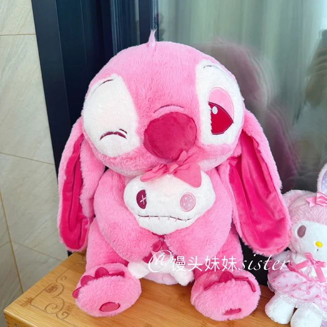 Cute Pink Stitch and Scrump Plush Toy Lovely Wink Stitch Plushies Stuffed Anime Cuddly Doll Birthday Gifts Big Size