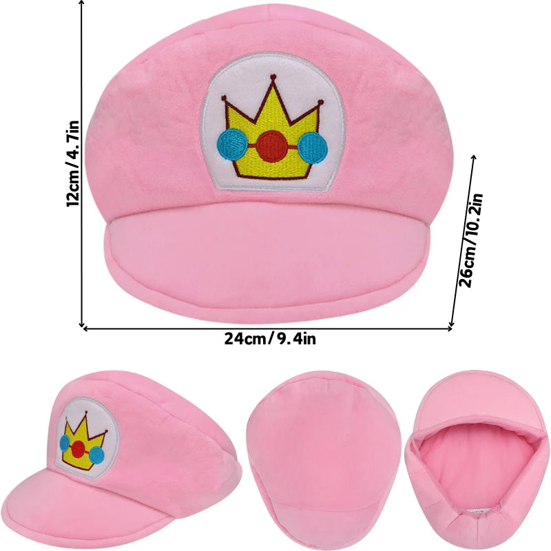 Anime Mario Luigi Cappy Plush Hats Kawaii Princess Peach Waluigi Wario Mushroom Stuffed Peluche Dolls Caps Birthday Gifts Kids