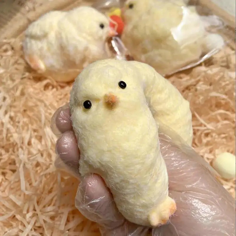 Yellow Chicken Plush Silicone Sticky Pinching Toys Cute Hen Chicks Taba Squeezing Toy Fuzzy Release Hand Stress