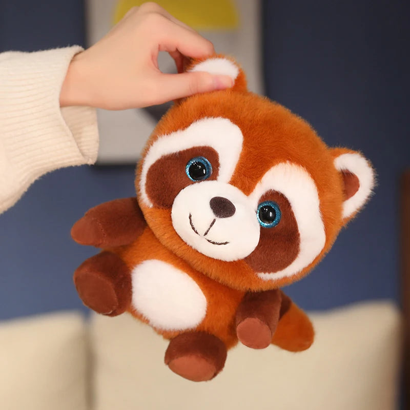 20CM Lifelike Red Panda Stuffed Animals Raccoon Plush Toy Lying Fox Raccoon Pillow Backrest Sleeping Doll