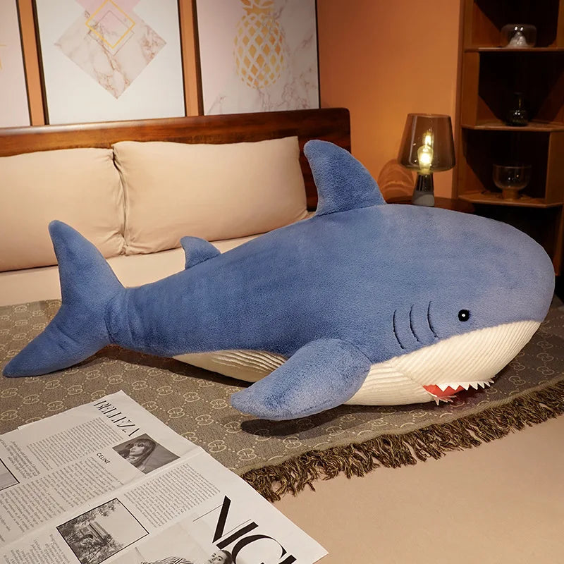 60-120cm Kawaii Giant Stuffed Animal Shark Big Plush Toy Large Super Soft Whale Doll Long Sleeping Pillow Festival Gift for Girl