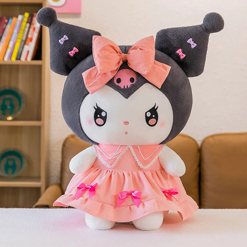 30cm/40cm Cute Melody Doll Kuromi Plush Toy Sanrio Girl Sleeping Bed Cartoon Pillow Gift for Best Friend