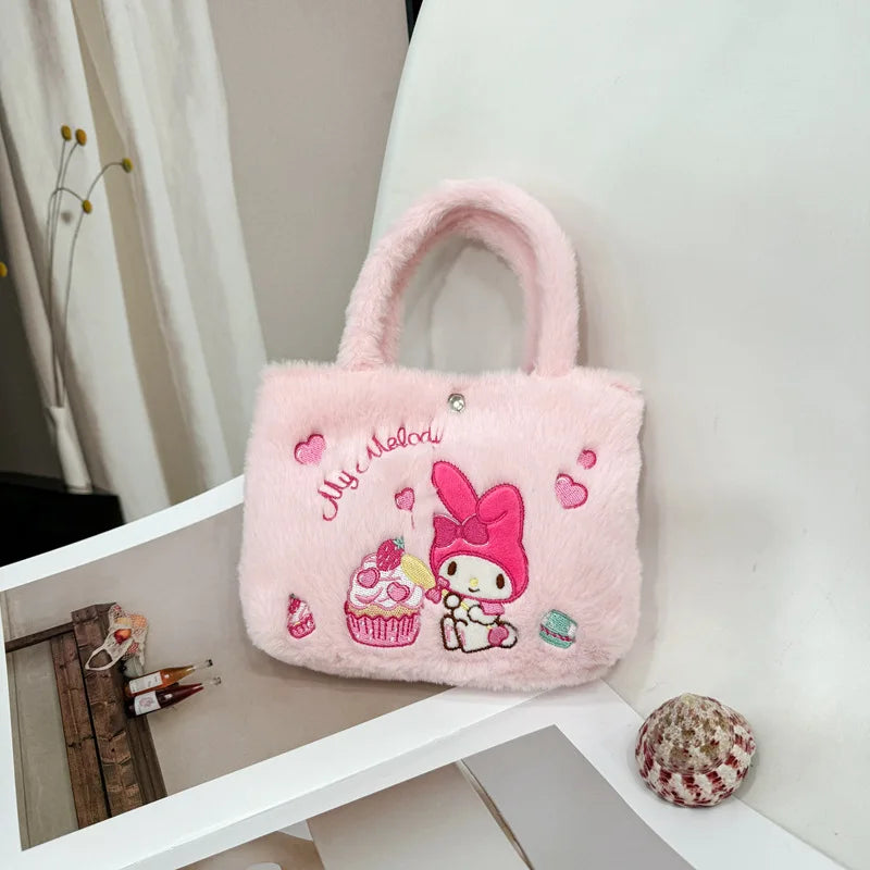 Sanrio Kuromi Plush Bag Melody Kitty Shoulder Bag Handbag Birthday Gift Female Accessories Peripheral Toys Movie Peripherals