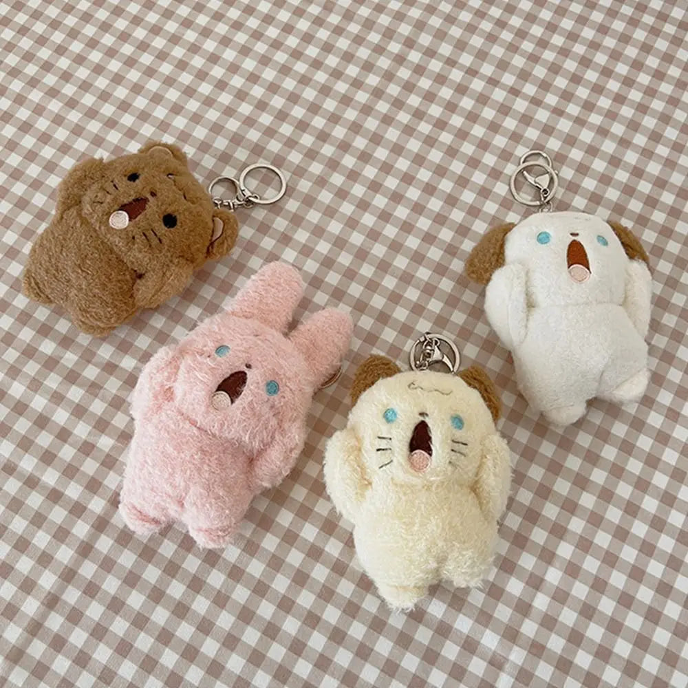 Rabbit Shouting Bear Children Gift Shouting Dog Bag Decoration Plush Pendant Keychain Backpack Charms Stuff Plush Toy