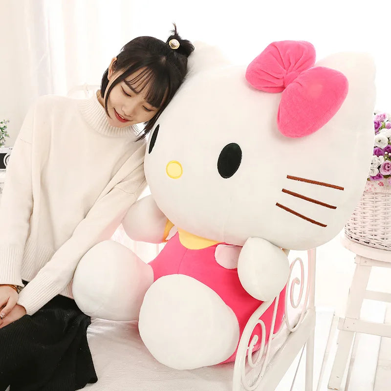 Big Size Lovely Sanrio Plush Hello Kitty Peluche Plush Kawaii KT Plushies Hello Kitty Stuffed Doll Animal Toy Ragdoll Xmas Gift