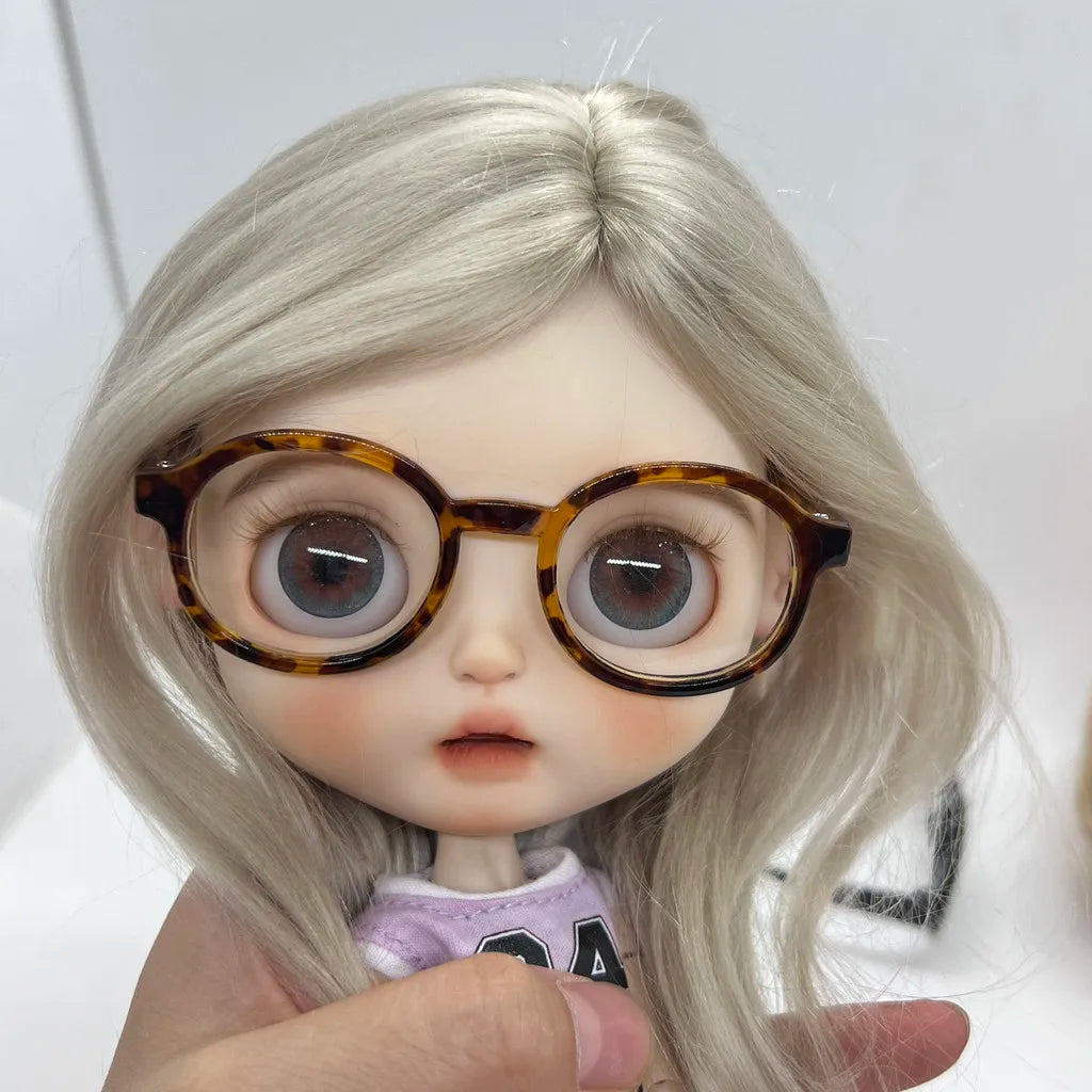 For Blythe labubu Ob22/Ob24 Doll Glasses 20cm 15cm Cotton Doll Star Doll Transparent Glasses Accessories