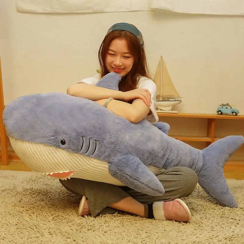 Hairy Huge Plush Shark Toy Soft Stuffed Whale Speelgoed Animal Reading Pillow for Birthday Gifts Cushion Doll Gift For Children