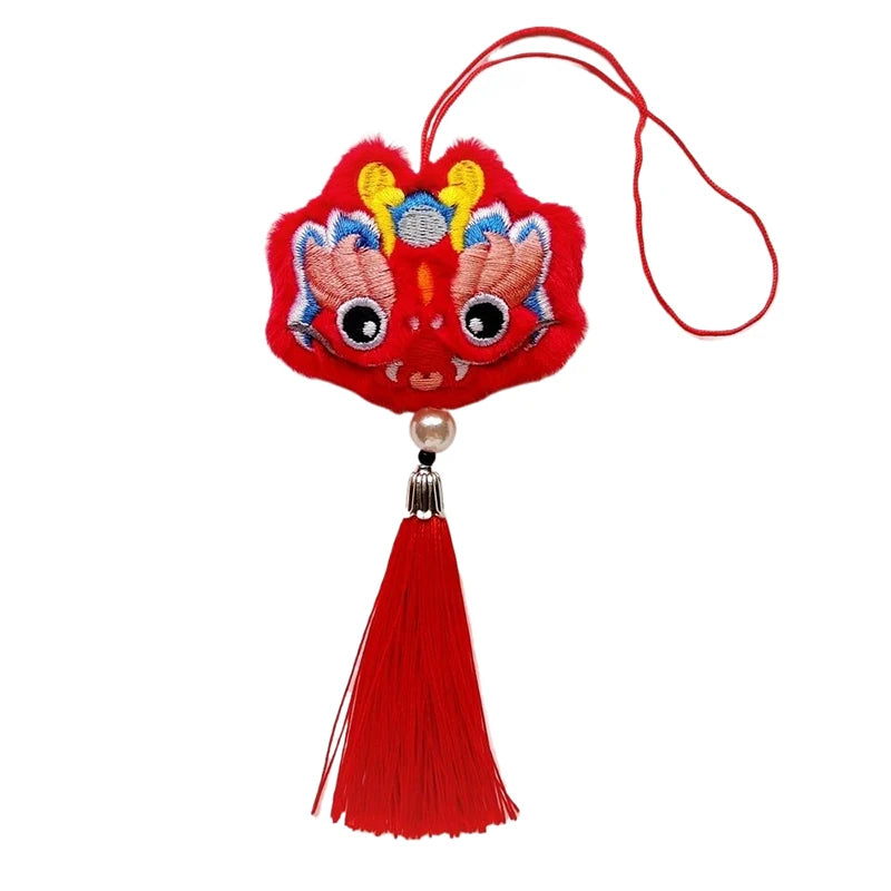 1PCS Chinese Style Festive Plush Lion Dance Tassel Pendant Luggage Hanging Decoration Bag Pendant Accessories