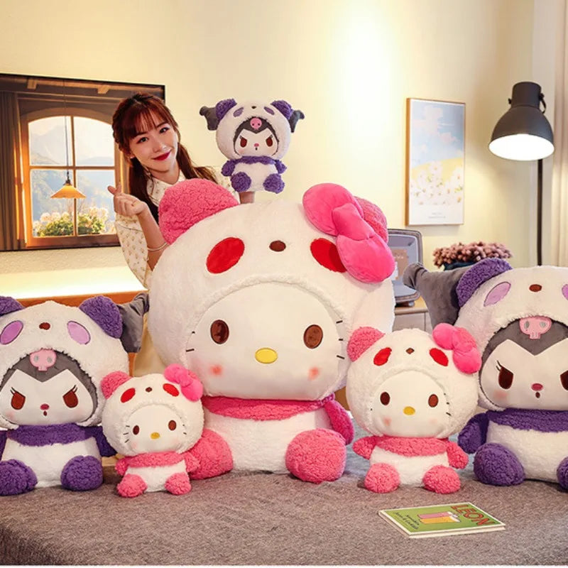 90cm Super Big Size Sanrio Hello Kitty Kuromi My Melody Anime Plush Stuffed Doll Cute Devil Shape Room Decoration Holiday Gift