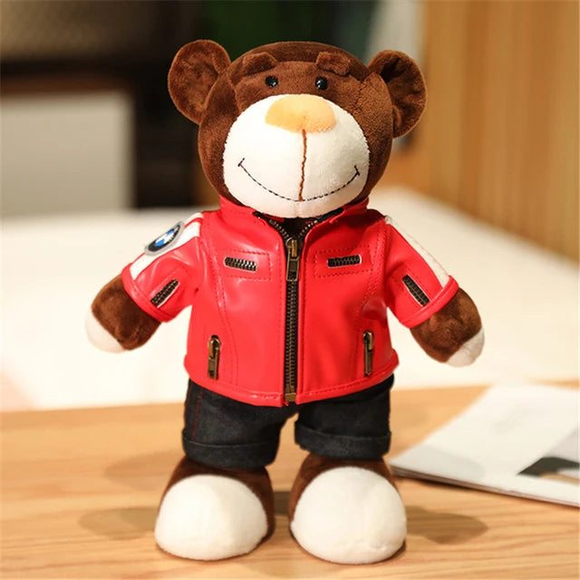 Funny Cool Creative Helmet Teddy Bear Motorcycle Doll Locomotive Bear Plush Toys Motorcycle Racing Christmas Decor Gift