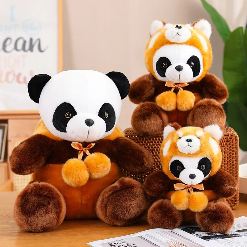 Cuddly High Quality 25/30/40cm Sitting Soft Stuffed Panda Dressing Up Raccoon Toys Plush Animals Bear Cosplay Raccoon Peluche