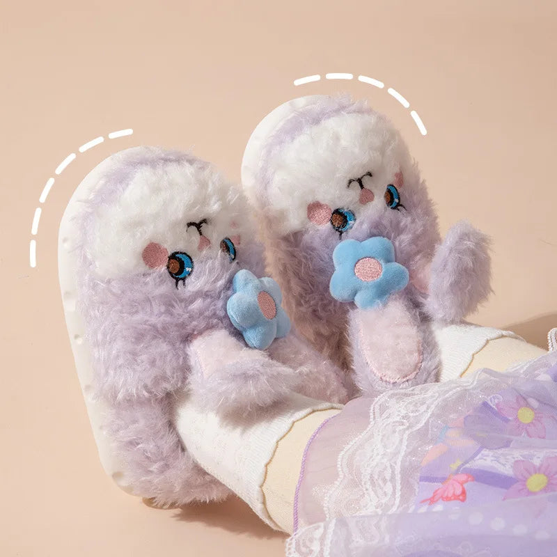 Children'S Cotton Slippers Cute Winter Bunny Girl Princess Indoor Warm And Thick Plush Slippers Sanrio Birthday Gift Wholesale