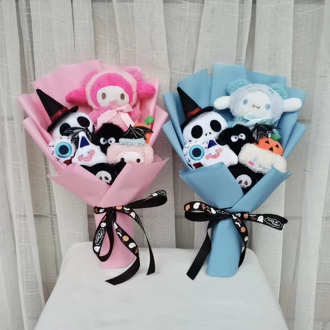 Halloween Animal Plush Bouquet Funny Toy Kuromi My Melody Hello Kitty Cinnamoroll Dolls Christmas and Valentine's Day Gifts