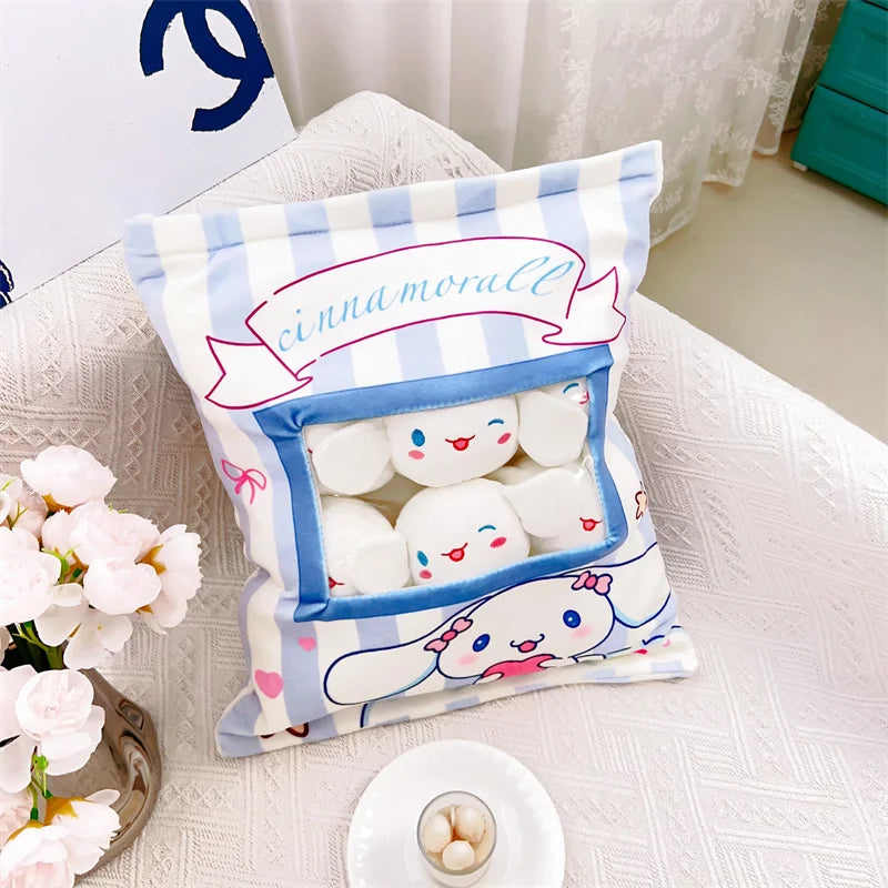 Capybara Plush Saniro Hello Kitty Back Cushion A Bag of Kuromi My Melody Cinnamoroll Throw Pillow Cuddly Plushies Home Decor