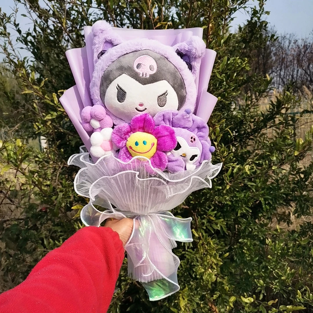 Sanrioed Kuromi My Melody Cinnamoroll Hello Kitty Anime Doll Toy Cartoon Plush Bouquet Valentine's Day Christmas Graduation Gift