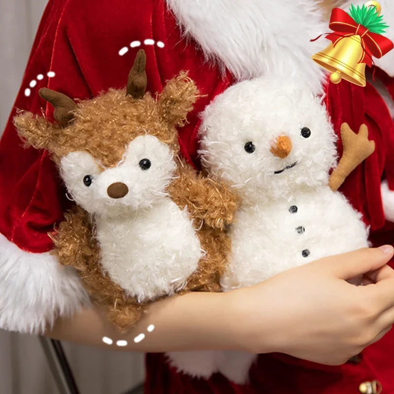 New Cartoon Christmas Series Plush Doll Christmas Tree Elk Scarf Snowman Plush Toy Home Decoration for Girls Holiday Xmas Gifts