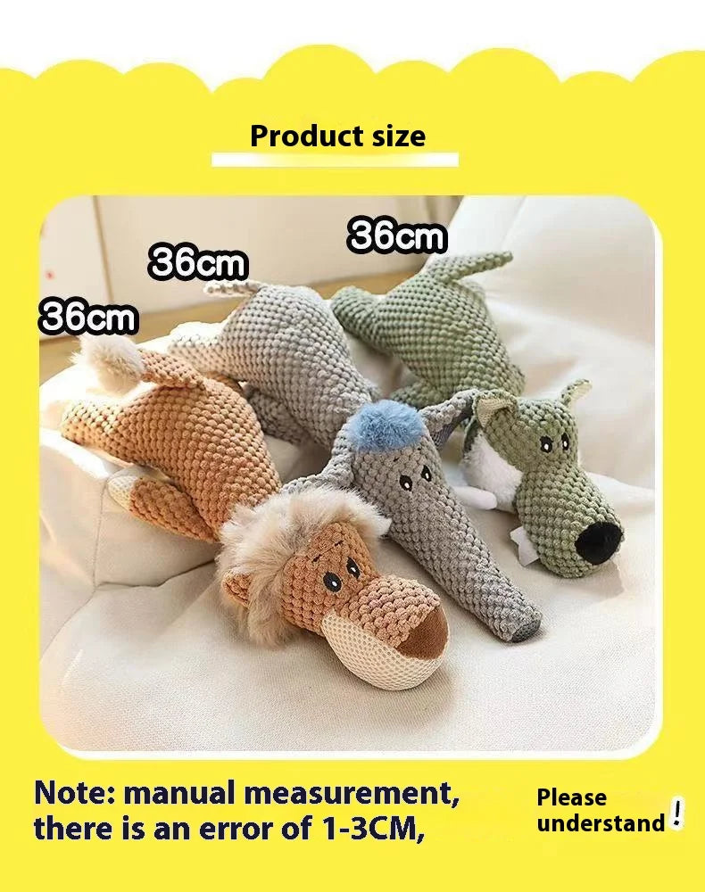 Pet dog toys, plush, bite resistant, sound making, animal flooring, monkey, elephant, rhinoceros toys, pet supplies