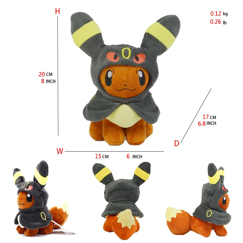 8 Styles Eevee Cosplay Pokemon Plush Toys Eevee Cos Sylveon Espeon Flareon Cute Cartoon Jolteon Peluche Stuffed Dolls Gifts