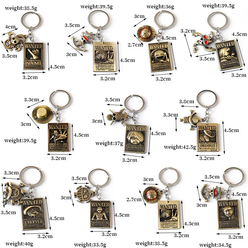 One Piece Figure Keychain One Piece Luffy Skeleton The Straw Hat Pirates Pendant Key Chain for Women Men Fans Souvenir jewelry