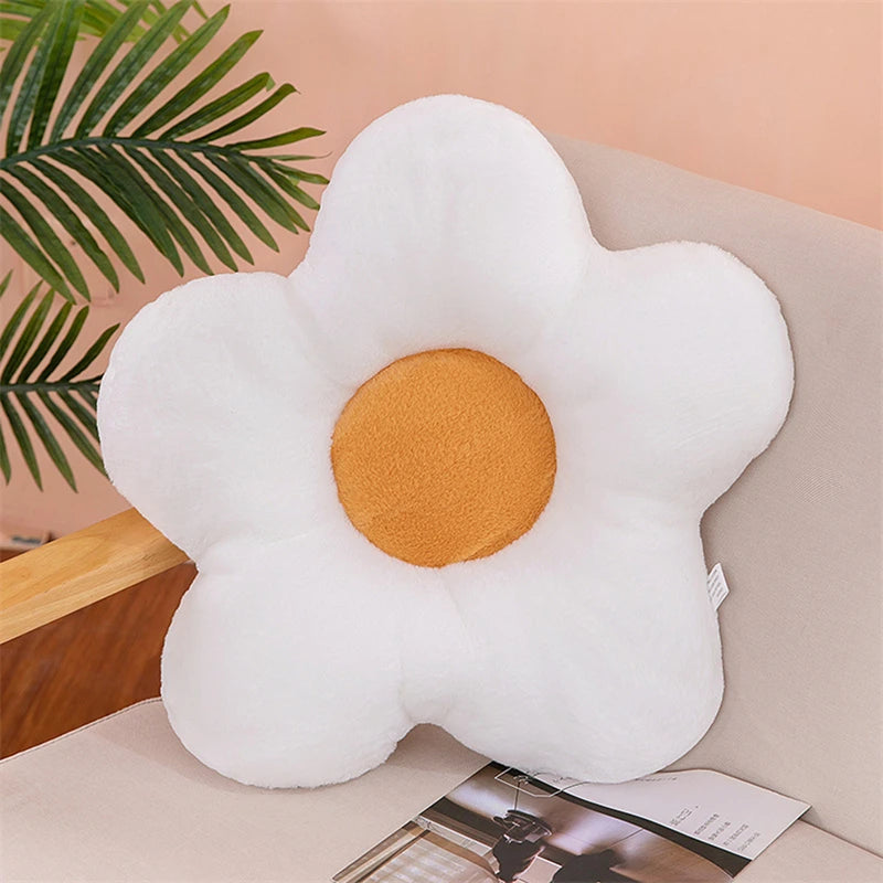 Winter Kawaii Colorful Flower Plush Pillow Soft Nap Office Classroom Chair Cushion Couch Pillow Bedroom