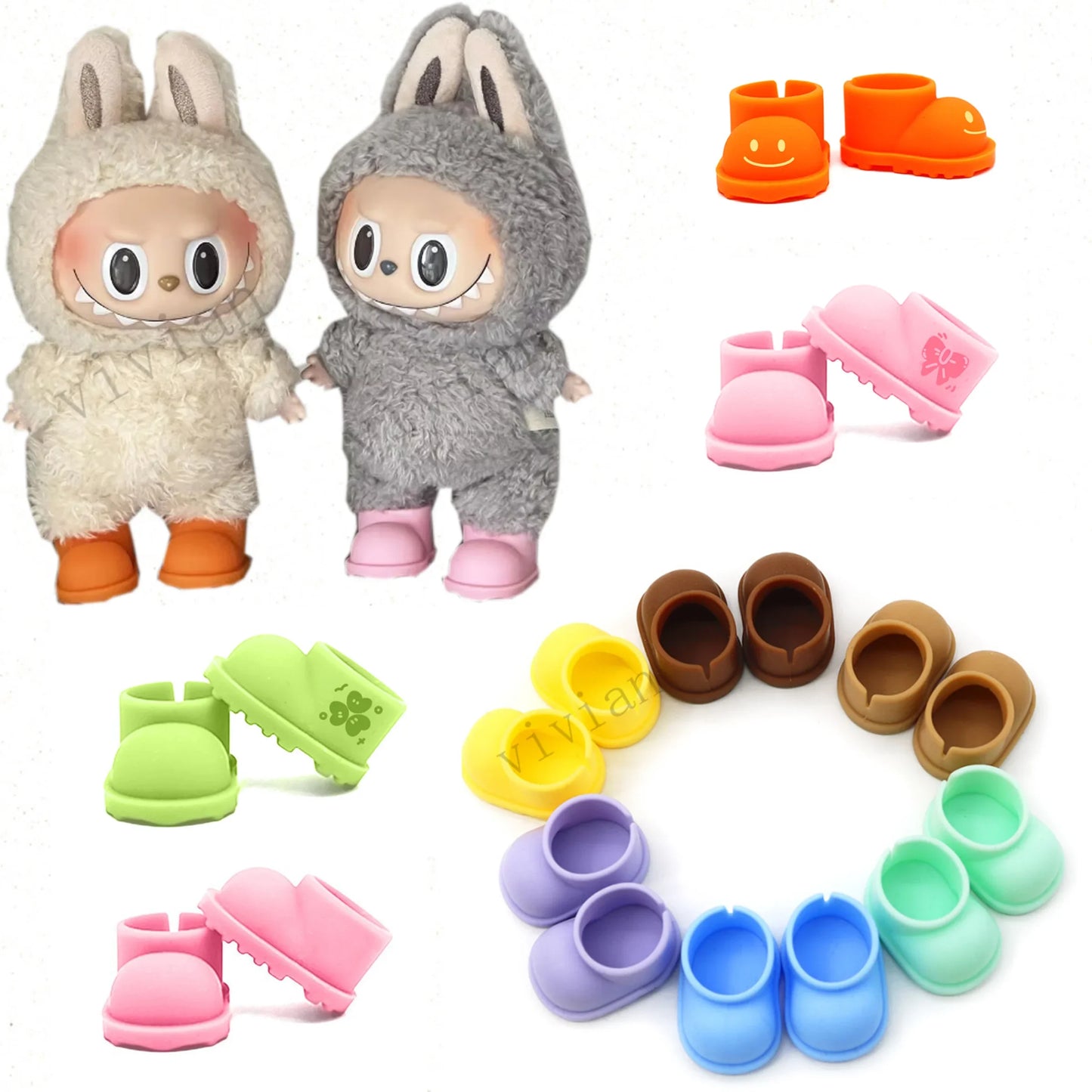 For 15-17cm labubu V1 V2 Shoes Suitable for 10/15 Cotton Dolls Outfit Boots Toys Casual Sports Rain Shoes Dolls Accessories