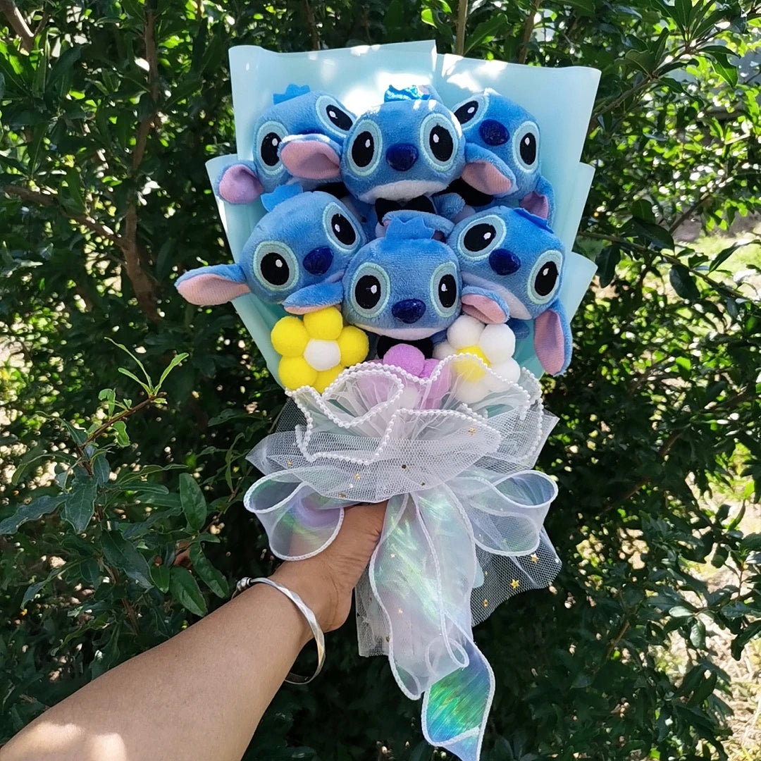 Anime Lilo and Stitch Plush Doll Toys Rose Bouquet Cartoon Stuffed Animals Valentine's Day Christmas Birthday Wedding Party Gift