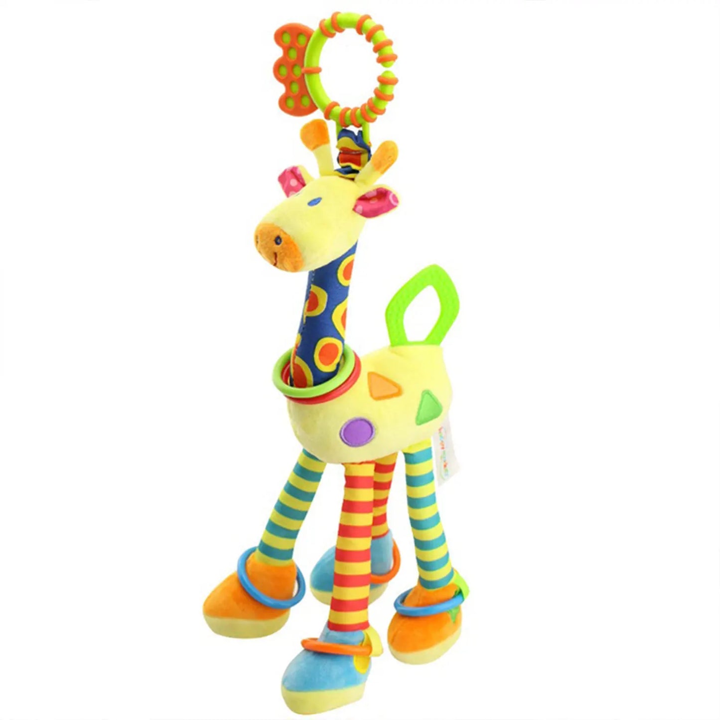 Soft giraffe animal hand bell rattle plush baby walker bed hanging toys baby early education training sensory toys