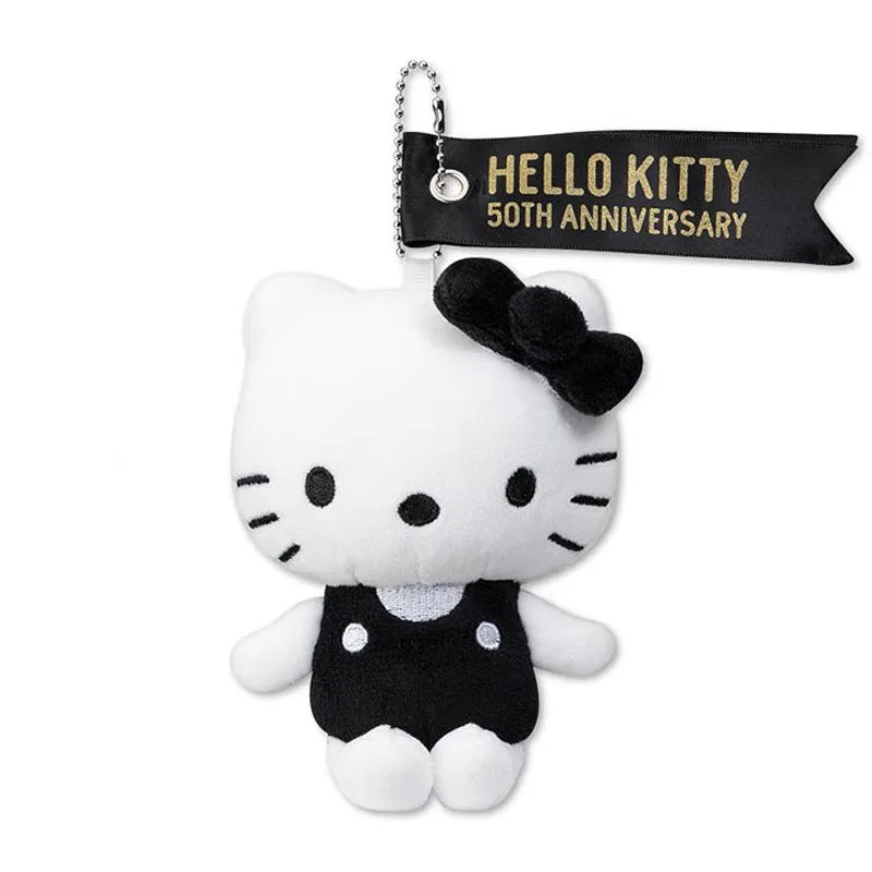 Sanrio Anime Hello Kitty 50th Anniversary  Toy Black White Cute Plush Pendant Kids Backpack Accessories for Couple Friends