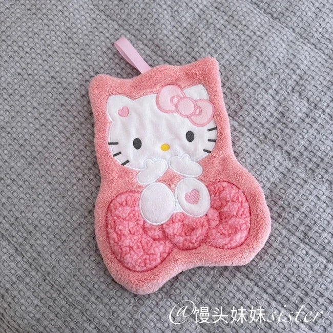 Sanrio Cartoon Hand Towel My Melody Kuromi Cinnamoroll Towels Double-thickness Absorbent Bathroom Cleaning Dishcloths Girl