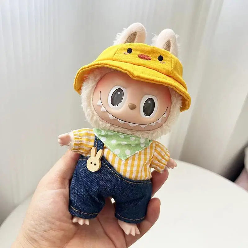 17cm Mini Plush Doll'S Clothes Outfit Accessories for Labubu Clothes Time to chill doll clothes