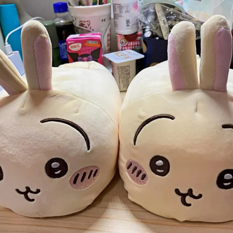 Genuine Miniso Chiikawa Series Plush Slippers Warm Soft Autumn Winter Wrapped Around Home Slippers  Girls Cute Festival Gift