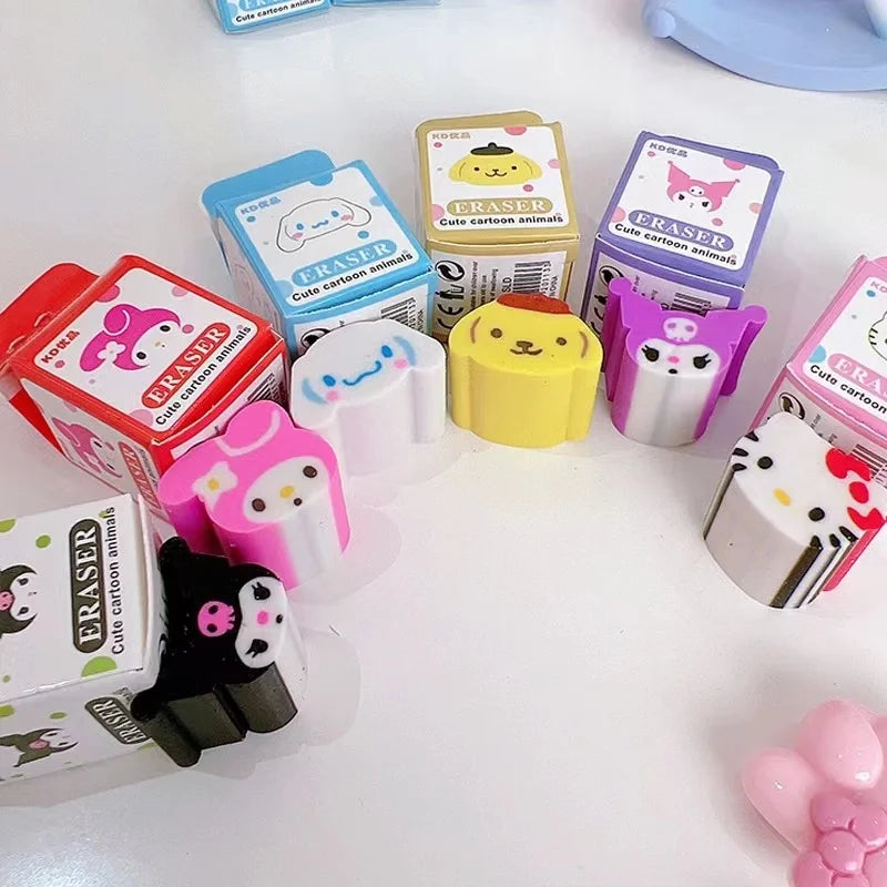 6/36Pcs Sanrio Hello Kitty Melody Kuromi Cinnamoroll Pompompurie Eraser Anime Student Stationery Erasers School Supplies Gift