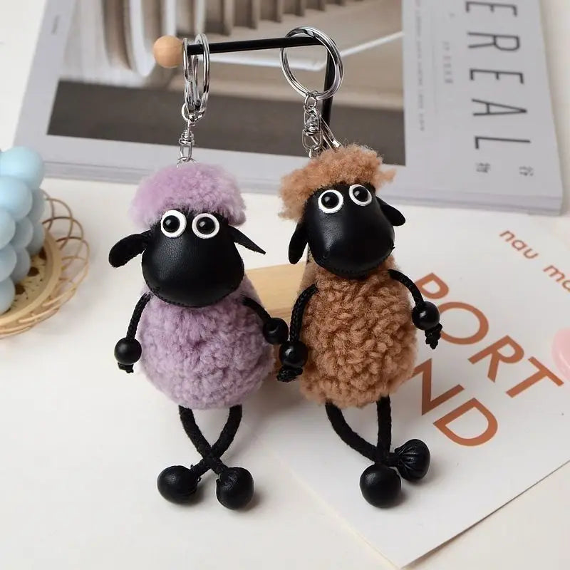 Cute and Creative Lamb Plush Toy Car Pendant Simulation Lamb Keychain Bag Small Pendant Gift for New Year's Gift to Friends