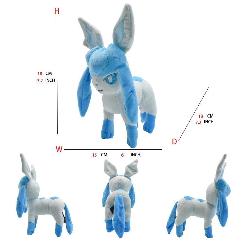 Glaceon Peluche Pokemon Plush Toys Cartoon Cute Dolls Kawaii Stuffed Dolls Birthday Christmas Gift For Kids Friends Collection