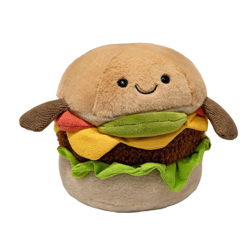 Creative Realistic Hamburger Plush Toy Soft Stuffed Bouquet Toy Funny Food & Flower Pillow Cute Burger Doll Kawaii Birthday Gift