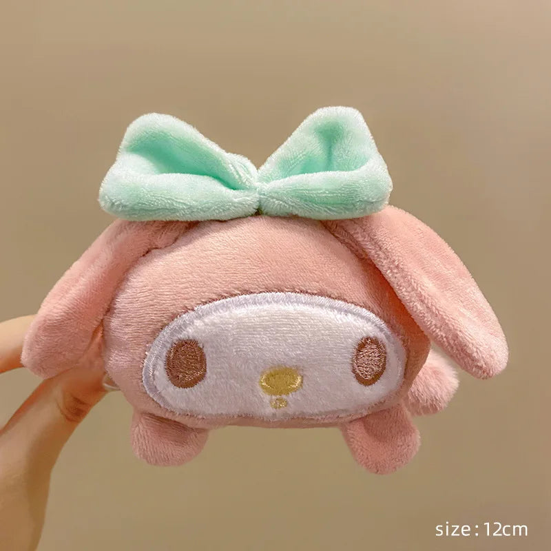 2024 New Sanrio Plush Hair Band Toy Cute Kuromi Hello Kitty Cinnamoroll My Melody Pompom Purin Headdress Kid Girl Birthday Gifts