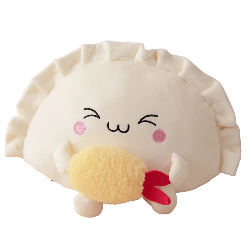 Reallife Cute Dumpling Plush Pillow Funny Fried Food Egg Shrimp Dumpling Plushie Kawaii Stuffed Toys Soft Hugging Gifts for Kids