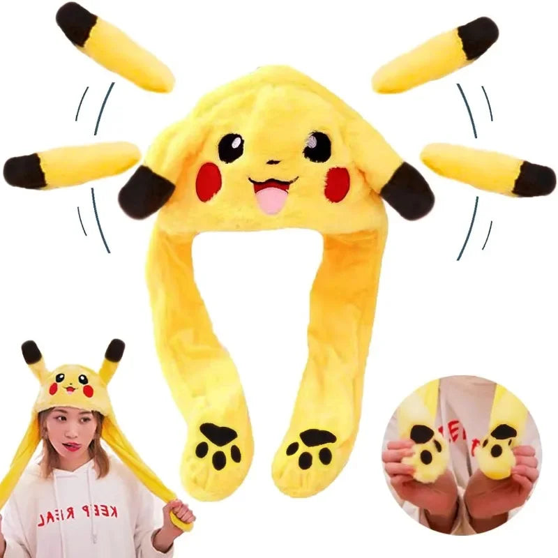 LED Plush Rabbit Hats Glowing Pikachu Ears Hat Cute Stitch Moving Ears Cap Adult Children Funny Festival Party Dress Up