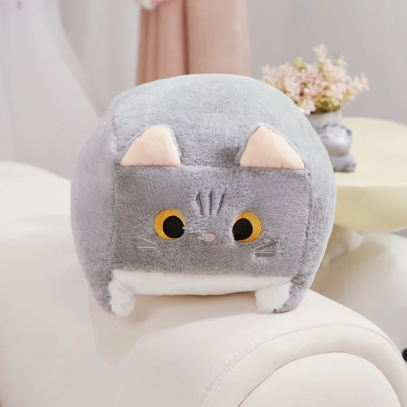 Kawaii Cat Plush Toy Standing Fuzzy Cube Cats Plushies Doll Cute Throw Pillow Sofa Cushion Peluche Animal Child Birthday Gift