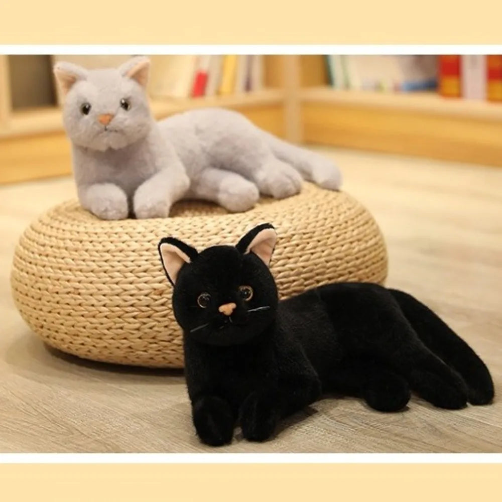 New Soft Black Cat Plush Toy Fluffy Lifelike Cat Plush Doll Stuffed Animals Creative Plush Kittens Birthday Christmas Party Gift