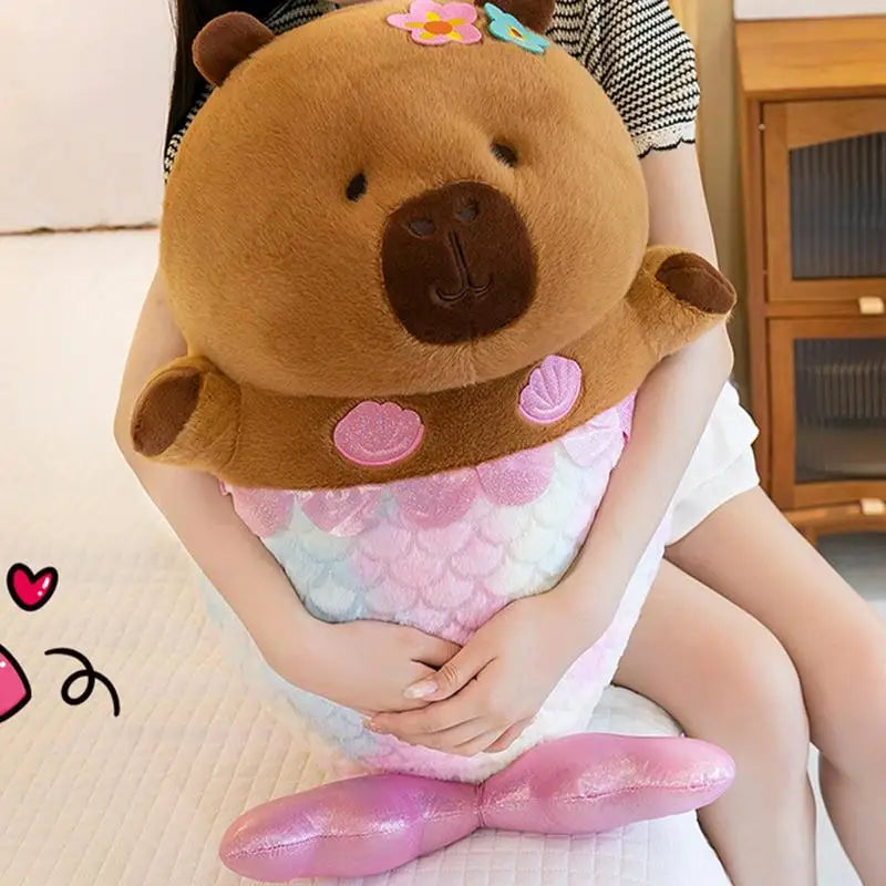 Stuffed Capybara Soft Mermaid Capybara Doll Cozy Capybara Plush Pillow Cute Soft Plush Capybara Plushie Stuffed Toys Doll