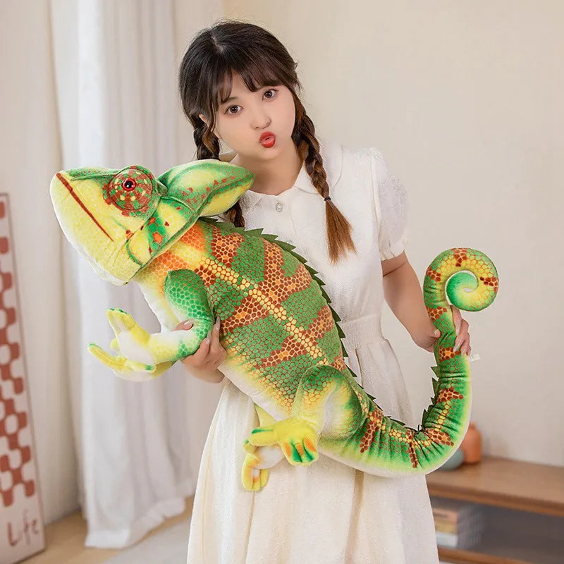 80CM/110CM Simulated Mane Lizard Doll Lifelike Chameleon Plush Toy Creative Boy Pillow Doll Birthday Gift Rag Doll