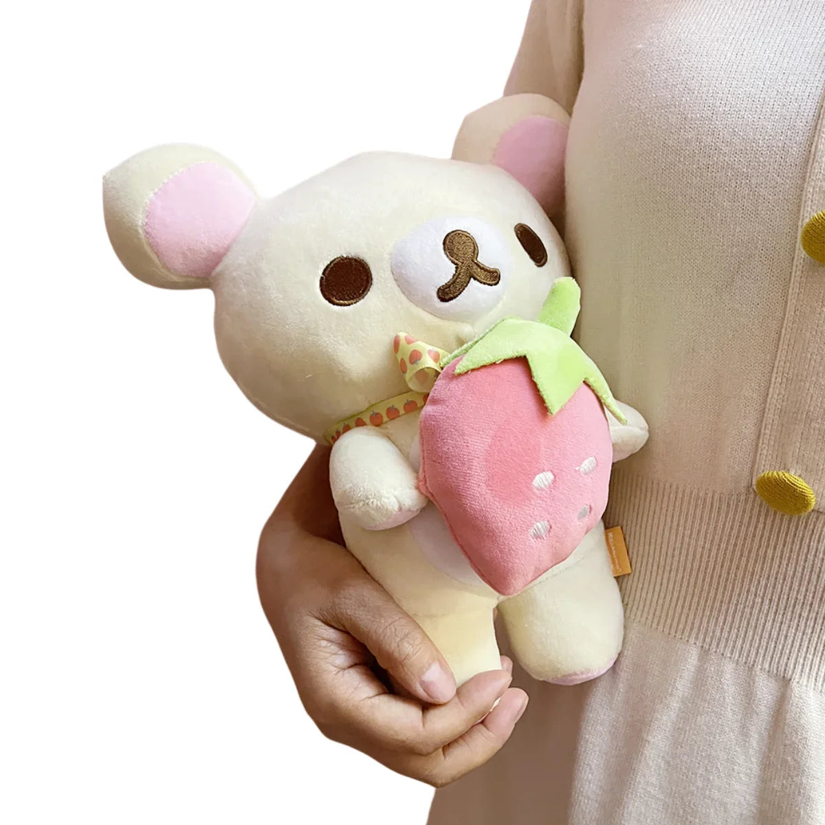 Strawberry Rilakkuma Plush Kawaii Anime Brown Bear Pelcuhe Teddy bear Stuffed Doll Cute Couple Toys Present Birthday Gifts