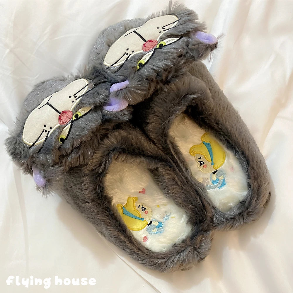 Lovely Disney Lucifer Cat Slippers Comfortable Indoor Home Shoes Kawaii Cartoon Anime Shoes Xmas Gifts for Autumn Winter Girl