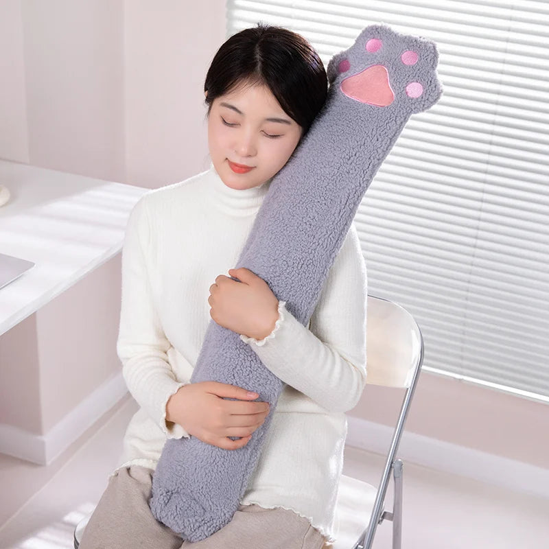 Comfortable Long Cat Paw Hot Water Bag Plush Grey Pink White Paw Warm Winter Sleeping Cuddly Hot Water Bottle Pillow Gifts Girl