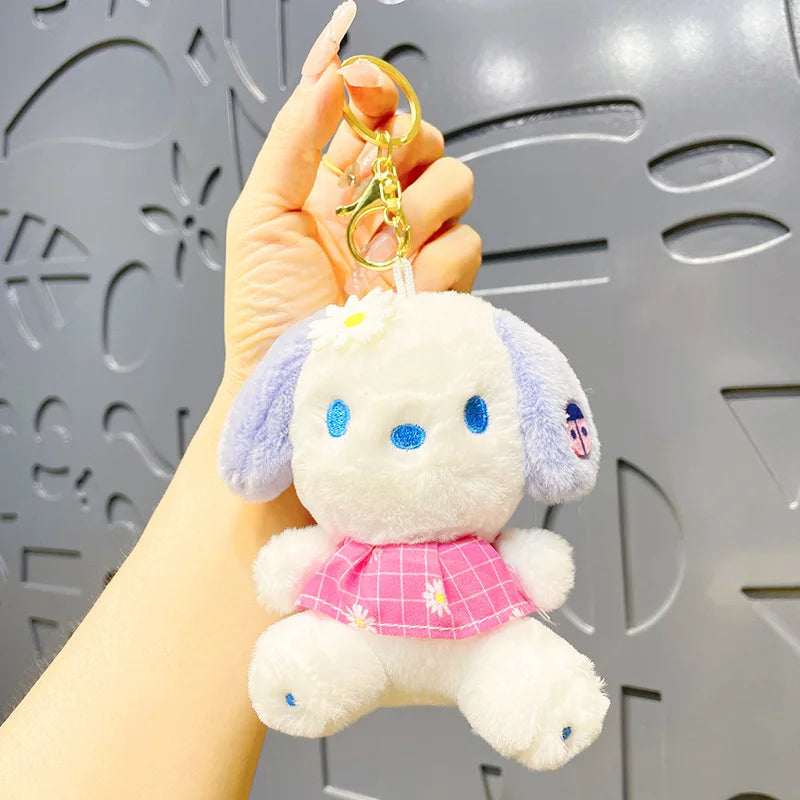 Sanrio Plush Bag Pendant Kawaii Kuromi Keychain My Melody Cinnamoroll Backpack Decoration Anime Plushies Toys for Girl Birthday